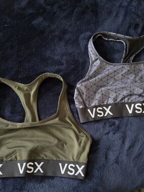 VSX Olive Green & Gray Racerback Sports Bras Duo